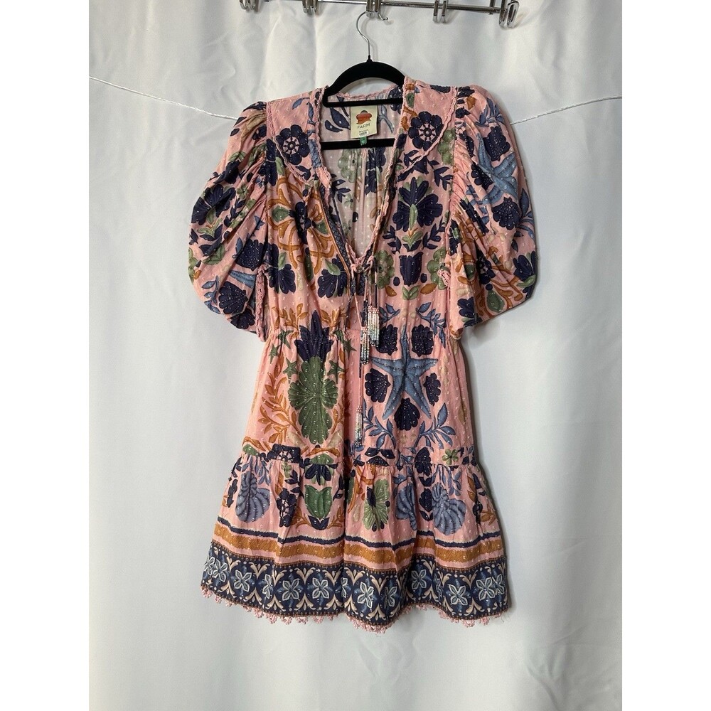 Farm Rio x Anthropologie Seashell Tapestry Mini Dress XS